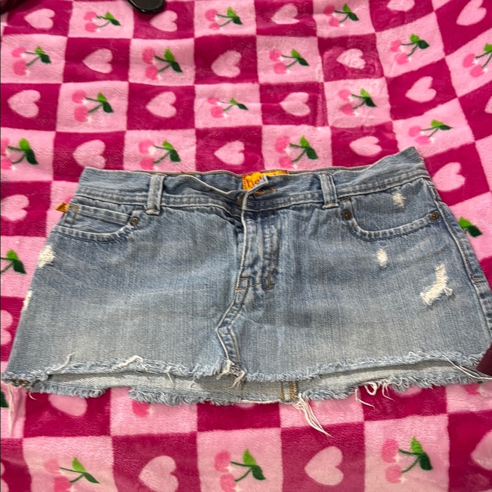 Hollister Light Blue Denim Mini Skirt